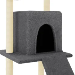 Rascador Para Gatos Con Postes De Sisal Gris Oscuro 110 Cm