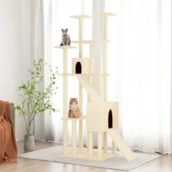 Rascador Para Gatos Con Postes De Sisal Crema 190 Cm
