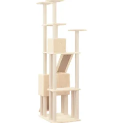 Rascador Para Gatos Con Postes De Sisal Crema 190 Cm