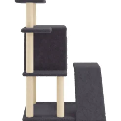 Rascador Para Gatos Con Postes De Sisal Gris Oscuro 97 Cm