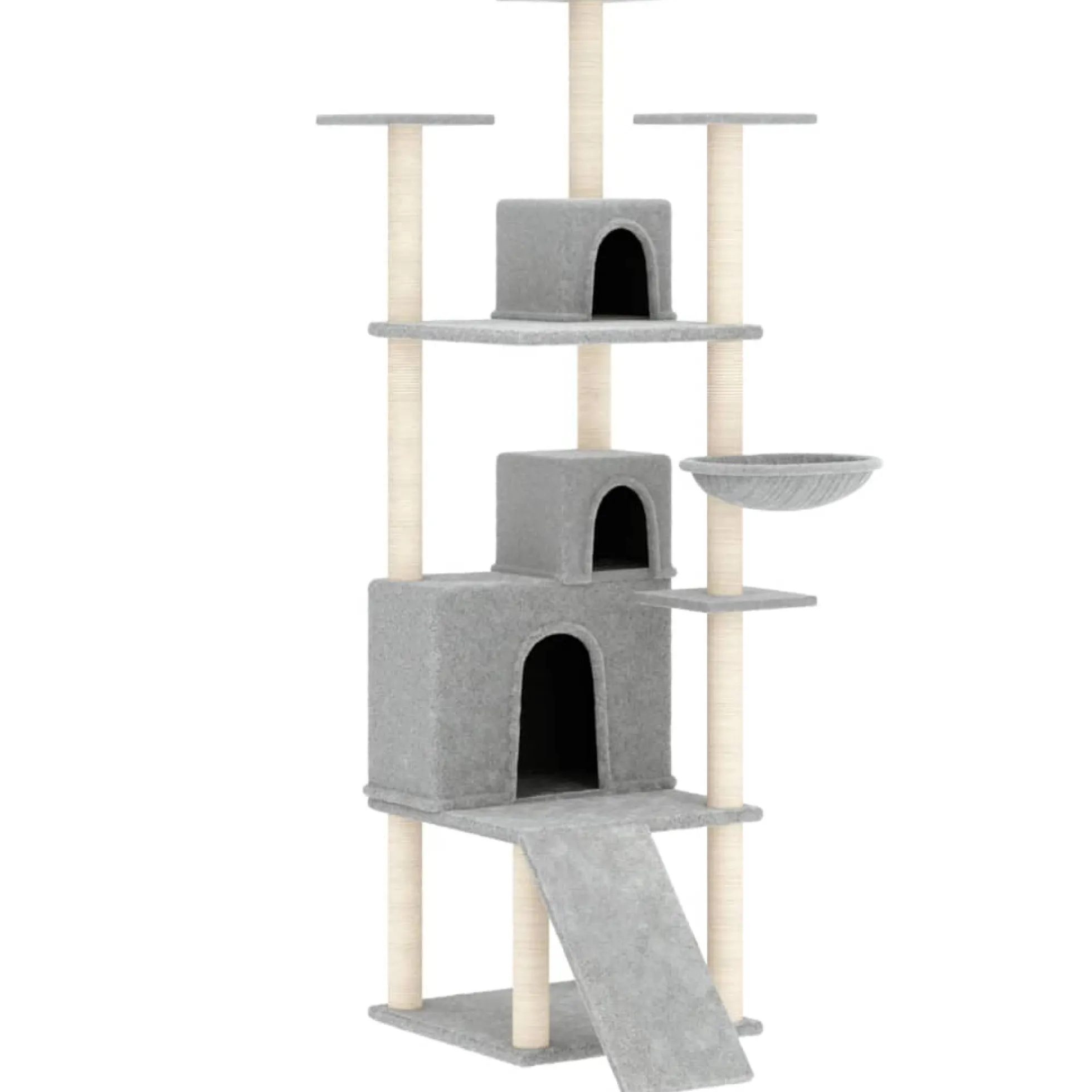 Rascador Para Gatos Con Postes De Sisal Gris Claro 175 Cm