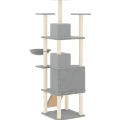 Rascador Para Gatos Con Postes De Sisal Gris Claro 175 Cm