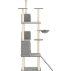 Rascador Para Gatos Con Postes De Sisal Gris Claro 175 Cm