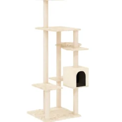 Rascador Para Gatos Con Postes De Sisal Color Crema 142 Cm