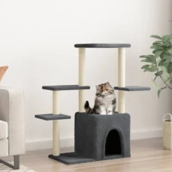 Rascador Para Gatos Con Postes De Sisal Gris Oscuro 97,5 Cm
