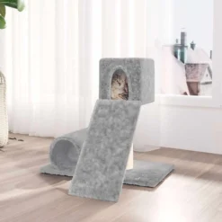Rascador Para Gatos Con Postes De Sisal Gris Claro 59 Cm