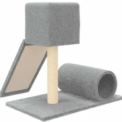 Rascador Para Gatos Con Postes De Sisal Gris Claro 59 Cm