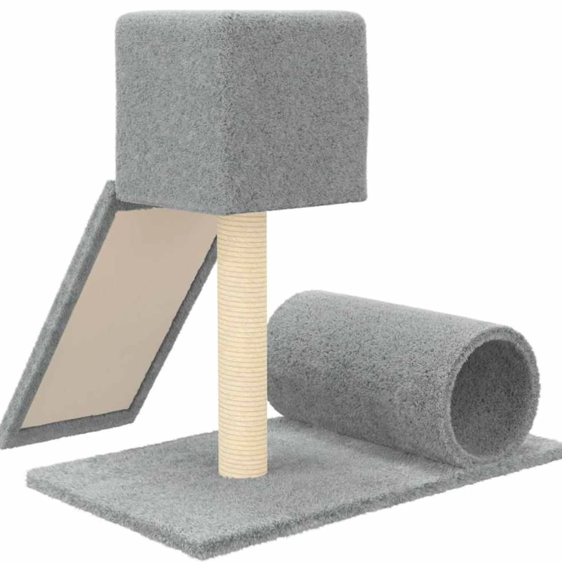 Rascador Para Gatos Con Postes De Sisal Gris Claro 59 Cm