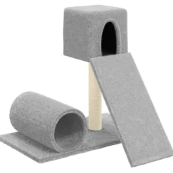 Rascador Para Gatos Con Postes De Sisal Gris Claro 59 Cm