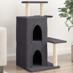 Rascador Para Gatos Con Postes De Sisal Gris Oscuro 97 Cm
