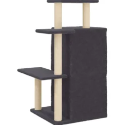 Rascador Para Gatos Con Postes De Sisal Gris Oscuro 97 Cm