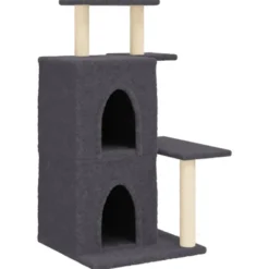Rascador Para Gatos Con Postes De Sisal Gris Oscuro 97 Cm