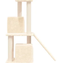 Rascador Para Gatos Con Postes De Sisal Color Crema 82 Cm