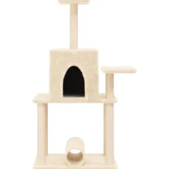Rascador Para Gatos Con Postes De Sisal Color Crema 122 Cm