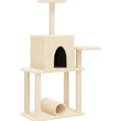 Rascador Para Gatos Con Postes De Sisal Color Crema 122 Cm