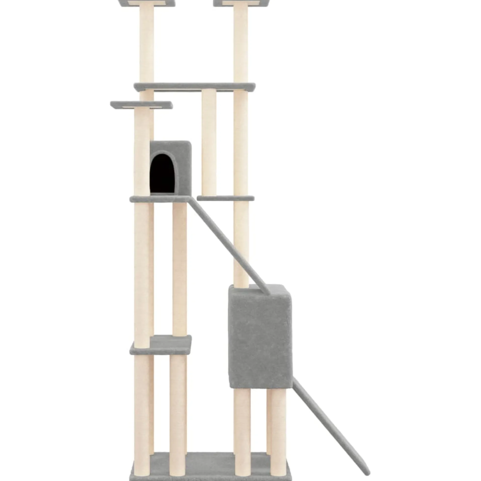 Rascador Para Gatos Con Postes De Sisal Gris Claro 190 Cm