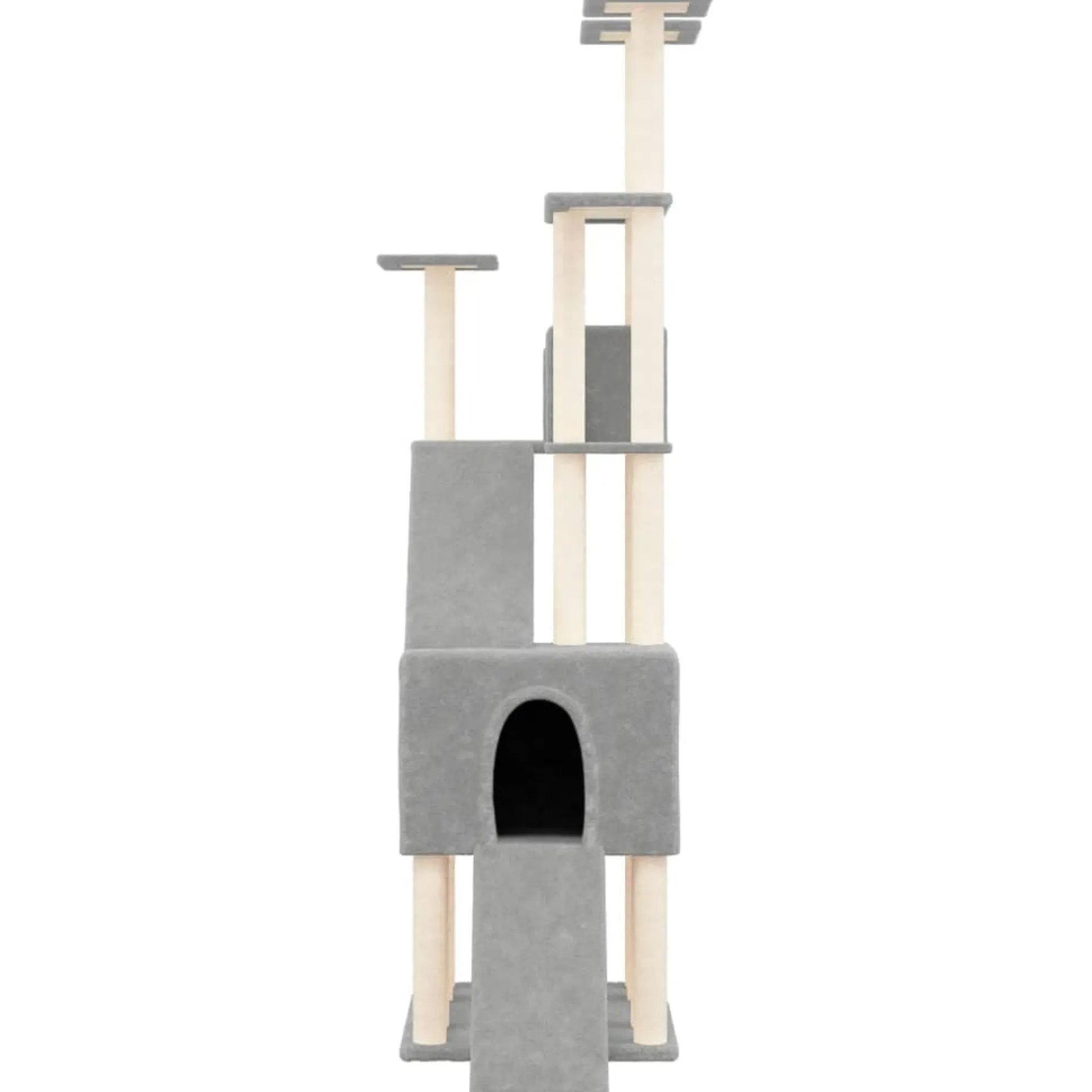 Rascador Para Gatos Con Postes De Sisal Gris Claro 190 Cm