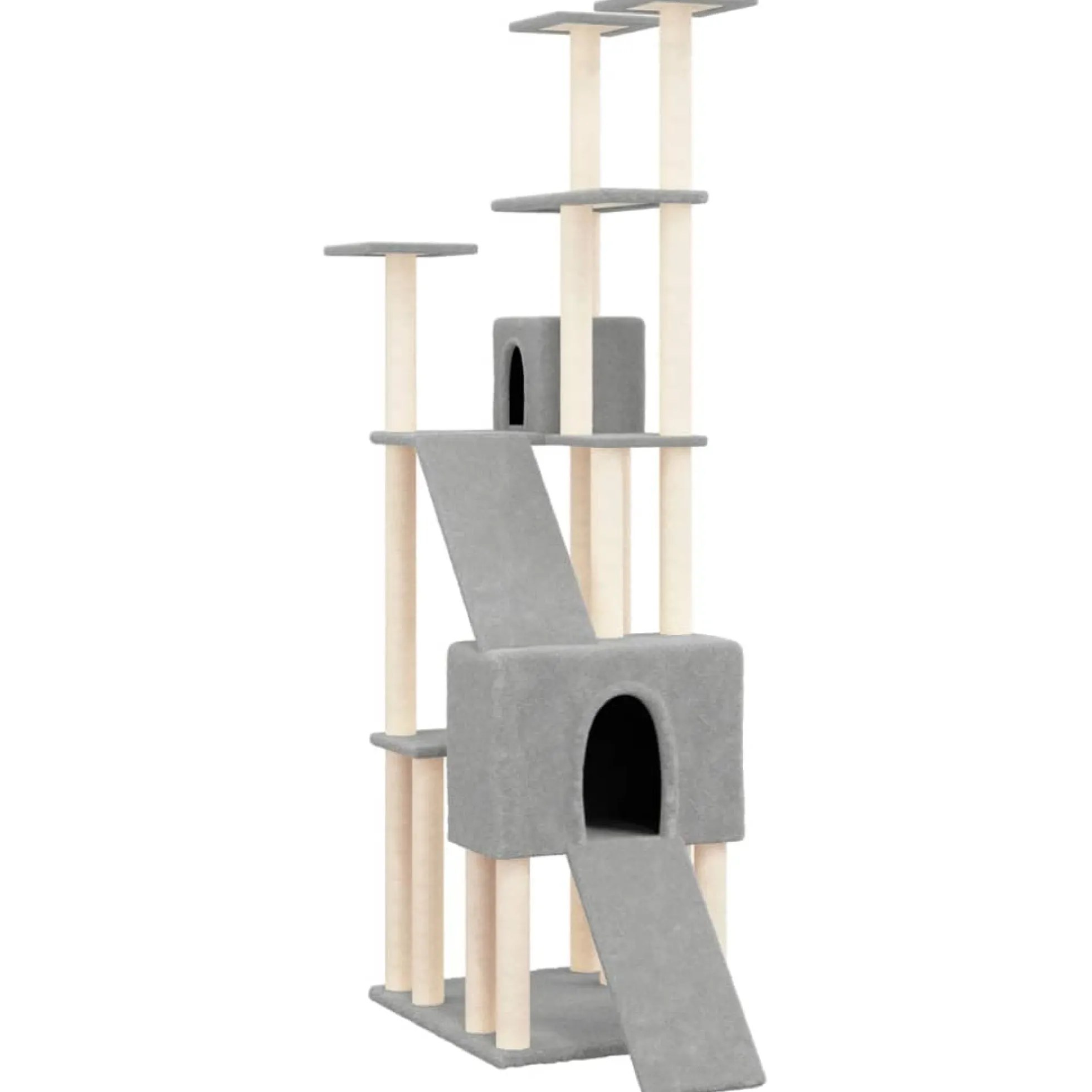Rascador Para Gatos Con Postes De Sisal Gris Claro 190 Cm