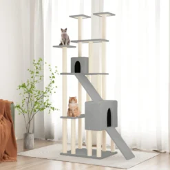 Rascador Para Gatos Con Postes De Sisal Gris Claro 190 Cm