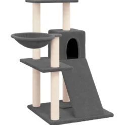 Rascador Para Gatos Con Postes De Sisal Gris Oscuro 82 Cm