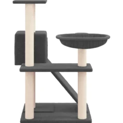 Rascador Para Gatos Con Postes De Sisal Gris Oscuro 82 Cm