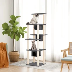 Rascador Para Gatos Con Postes De Sisal Gris Oscuro 169 Cm