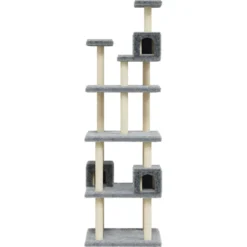 Rascador Para Gatos Con Postes De Sisal Gris Claro 188 Cm