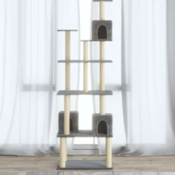Rascador Para Gatos Con Postes De Sisal Gris Claro 188 Cm
