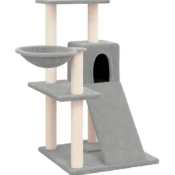 Rascador Para Gatos Con Postes De Sisal Gris Claro 82 Cm