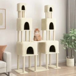 Rascador Para Gatos Con Postes De Sisal Color Crema 199 Cm