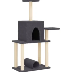 Rascador Para Gatos Con Postes De Sisal Gris Oscuro 122 Cm