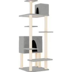 Rascador Para Gatos Con Postes De Sisal Gris Claro 154 Cm