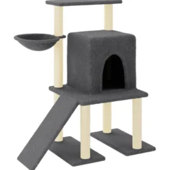 Rascador Para Gatos Con Postes De Sisal Gris Oscuro 96,5 Cm