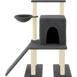 Rascador Para Gatos Con Postes De Sisal Gris Oscuro 96,5 Cm