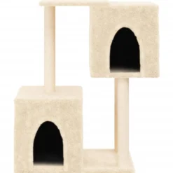 Rascador Para Gatos Con Postes De Sisal Color Crema 86 Cm