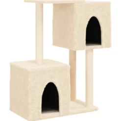 Rascador Para Gatos Con Postes De Sisal Color Crema 86 Cm