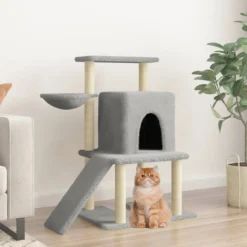Rascador Para Gatos Con Postes De Sisal Gris Claro 96,5 Cm