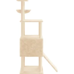 Rascador Para Gatos Con Postes De Sisal Crema 153 Cm