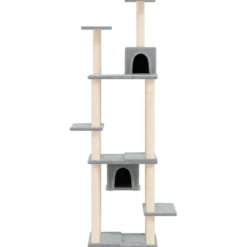 Rascador Para Gatos Con Postes De Sisal Gris Claro 176 Cm