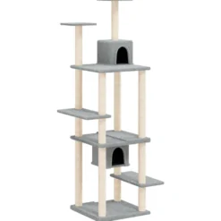 Rascador Para Gatos Con Postes De Sisal Gris Claro 176 Cm