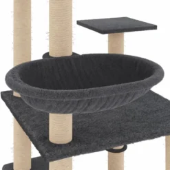 Rascador Para Gatos Con Postes De Sisal Gris Oscuro 141 Cm
