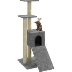 Rascador Para Gatos Con Postes De Sisal Gris Claro 92 Cm