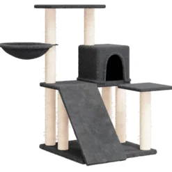 Rascador Para Gatos Con Postes De Sisal Gris Oscuro 82 Cm