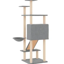 Rascador Para Gatos Con Postes De Sisal Gris Claro 153 Cm