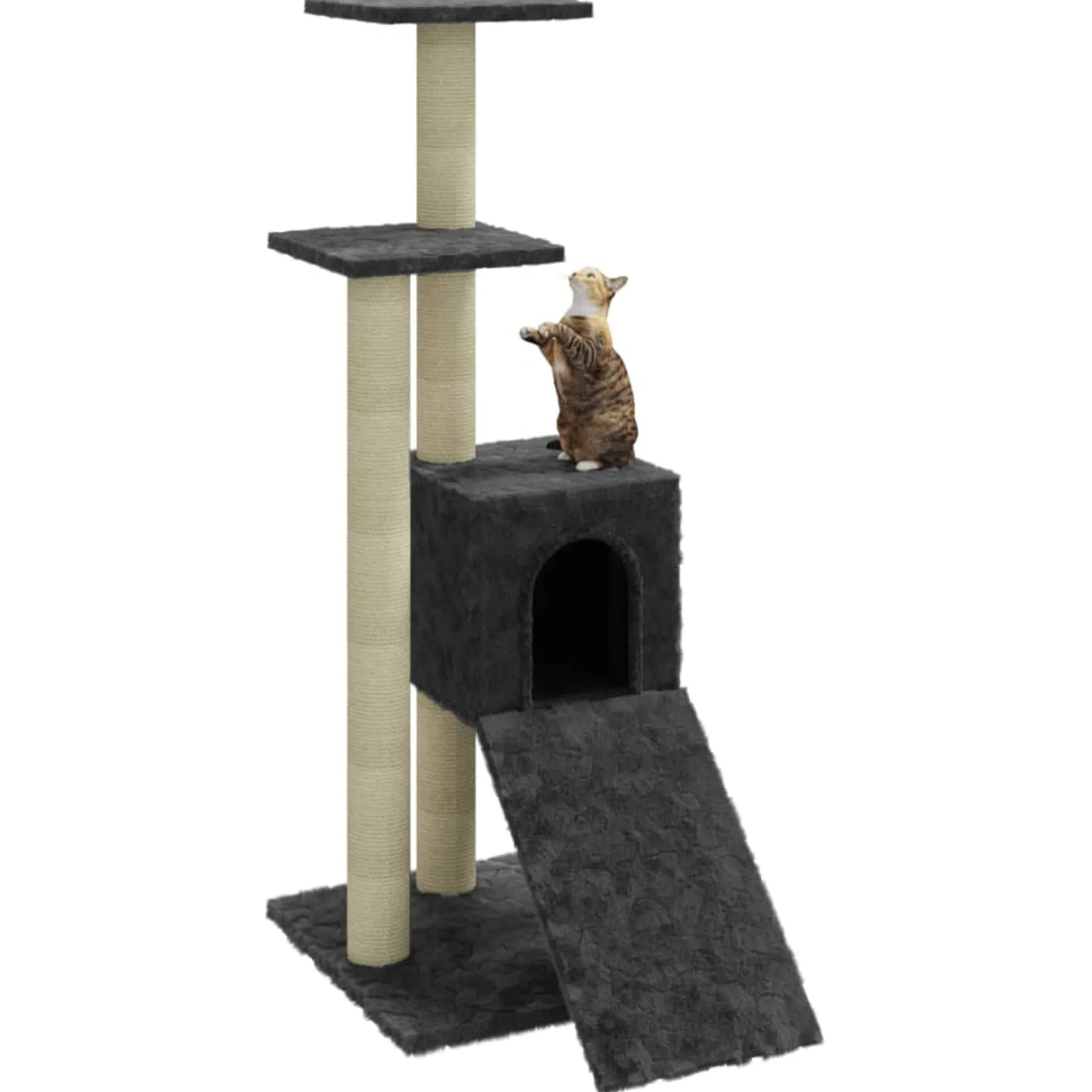 Rascador Para Gatos Con Postes De Sisal Gris Oscuro 92 Cm