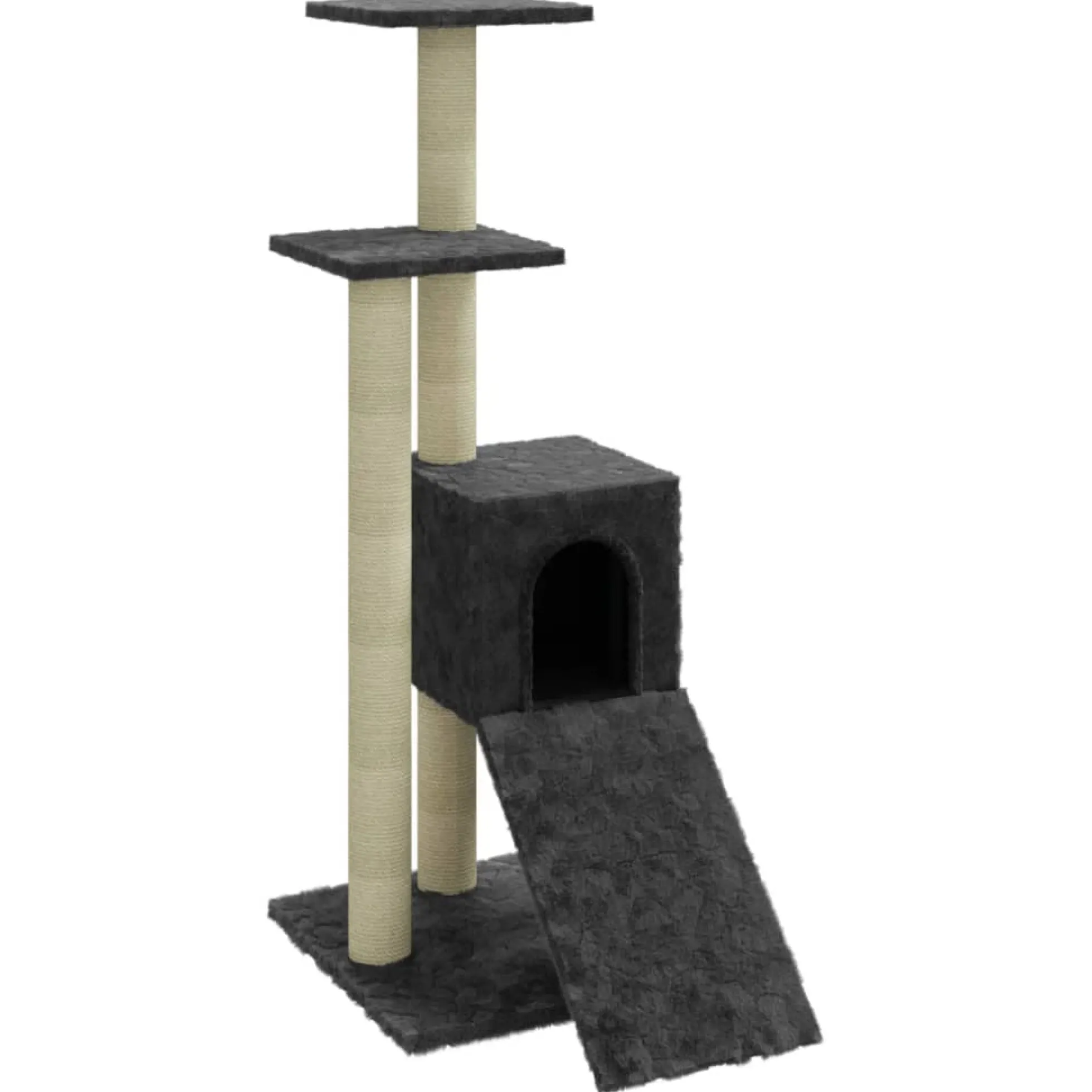Rascador Para Gatos Con Postes De Sisal Gris Oscuro 92 Cm