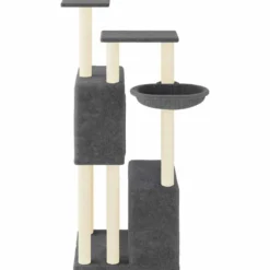 Rascador Para Gatos Con Postes De Sisal Gris Oscuro 122 Cm