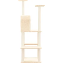 Rascador Para Gatos Con Postes De Sisal Color Crema 144,5 Cm