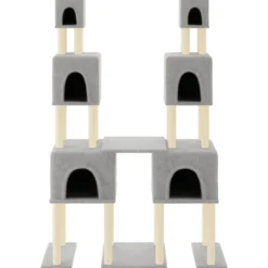 Rascador Para Gatos Con Postes De Sisal Gris Claro 199 Cm