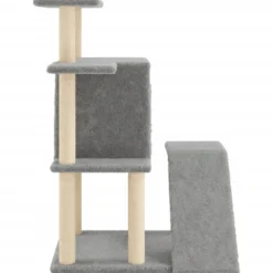 Rascador Para Gatos Con Postes De Sisal Gris Claro 97 Cm